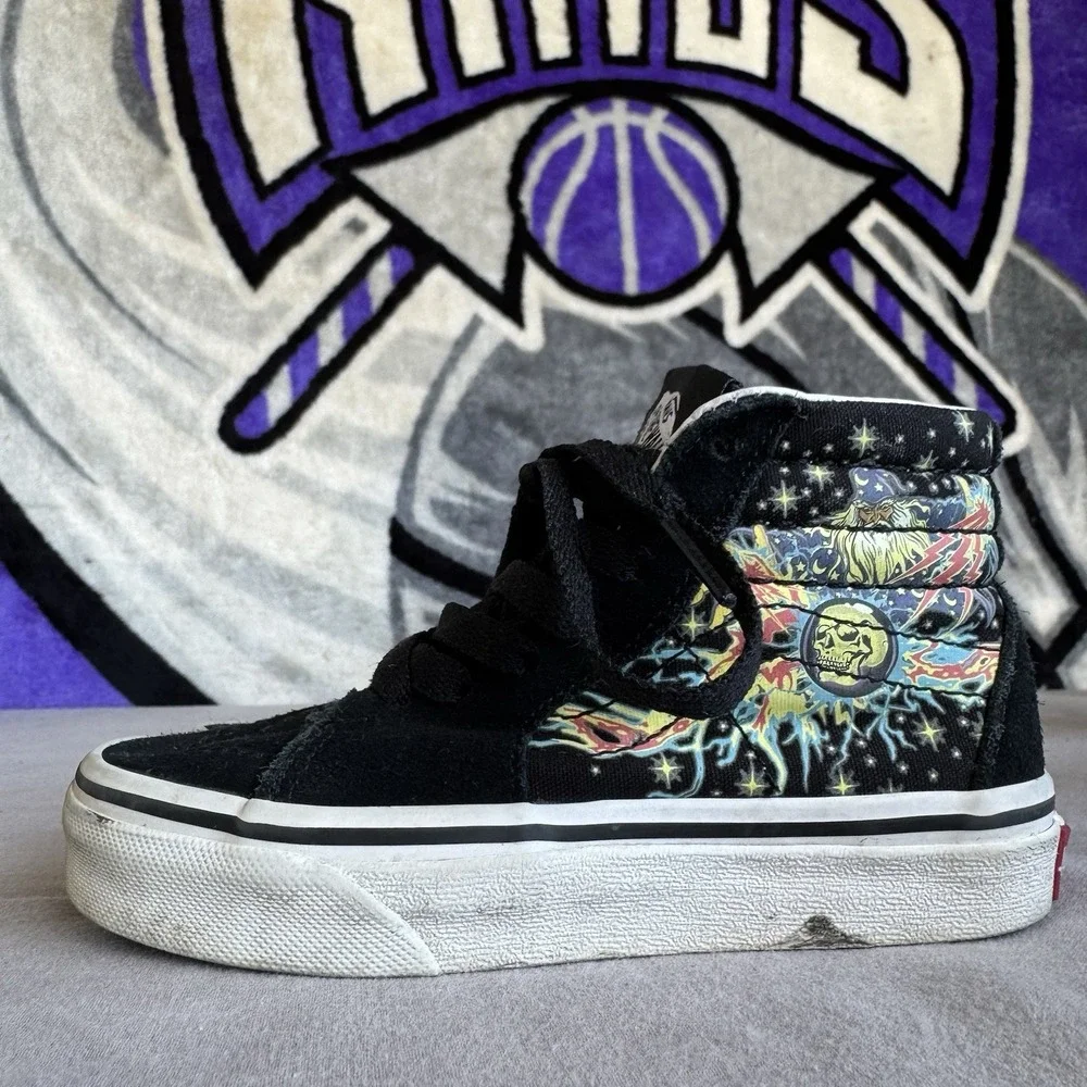 Size 11c - VANS TODDLER SK8-HI ZIP SNEAKER TS GLOW WIZARD BLACK WHITE